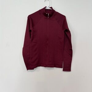 Fabletics Luciana Maroon Ribbed Seamless Zip-Up